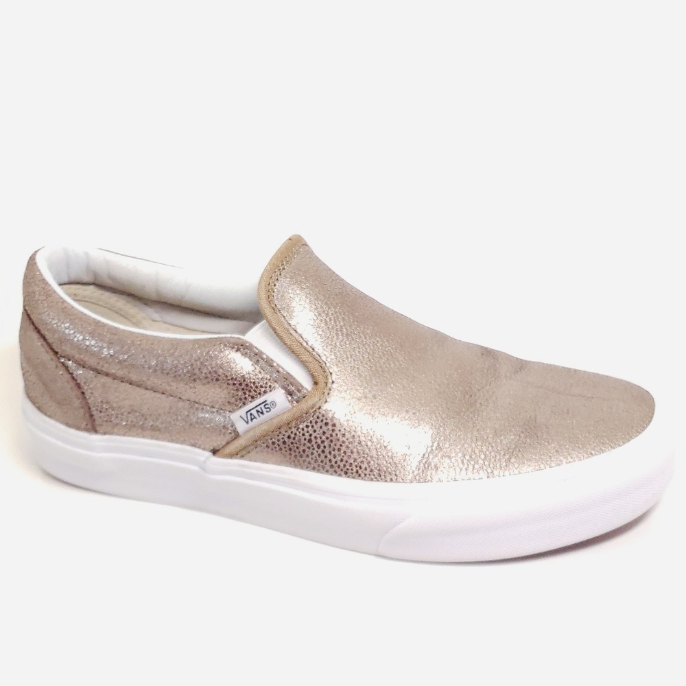 Vans Metallic Bronze Leather SlipOn M-6.5 W-8
